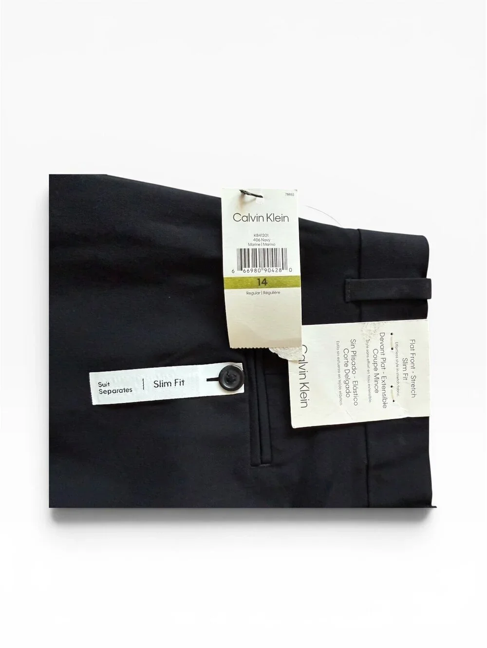 NWT Calvin Klein Boys Size 14 Navy Blue Flat Front Slim Fit Dress Pants Suit Sep